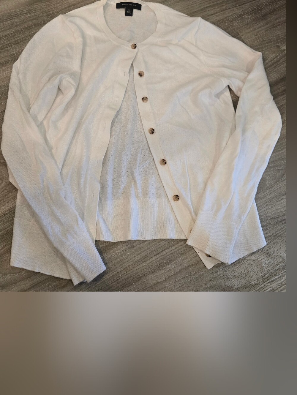 Ann Taylor Cream Button-Front Cardigan Jacket